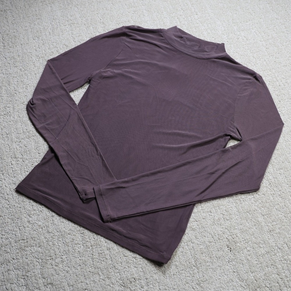 Wild Fable Brown Mesh Mock Neck Long Sleeve Top Size M NEW